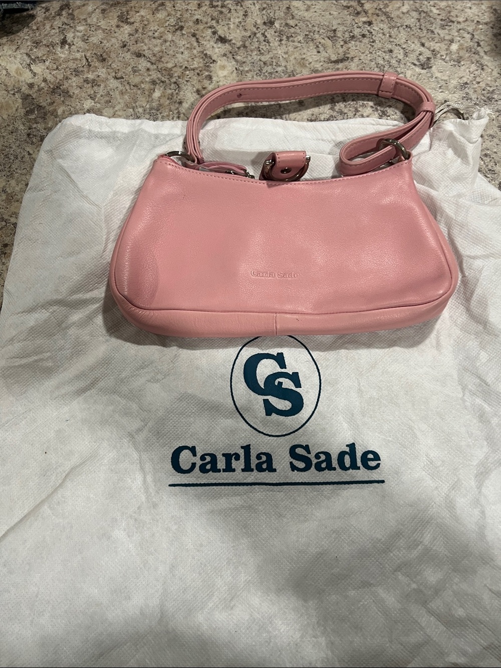 Carla Sade Blush Pink Leather Shoulder Bag